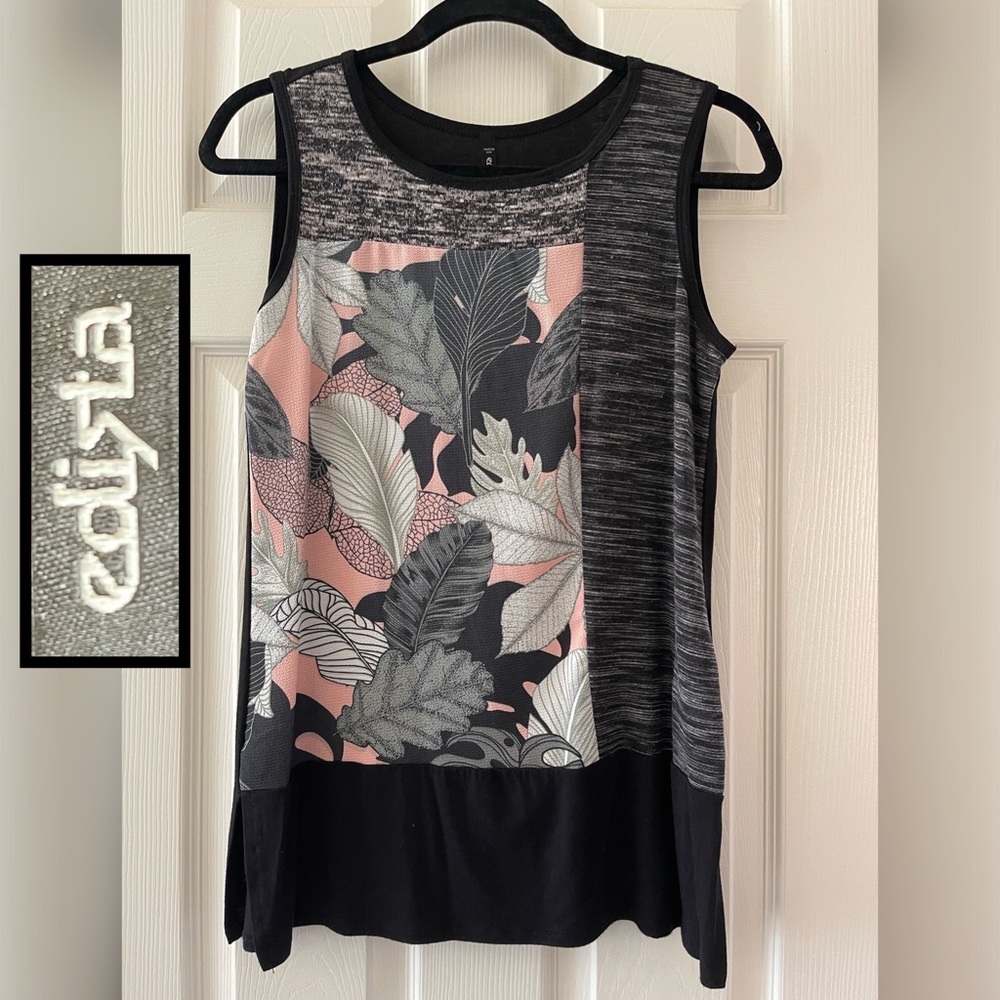 NWOT EDISTA Mixed Media Autumn Print Tank